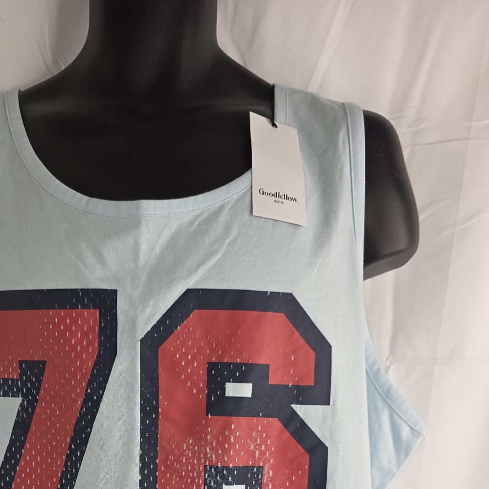 Goodfellow & Co Light Blue Tank Red 76 Graphic 4XL Big & Tall NWT B-2135 - Picture 4 of 10